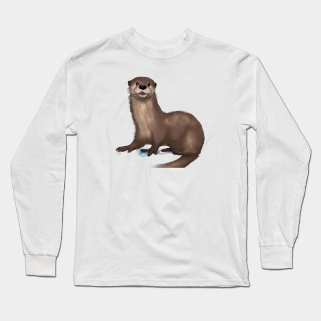 Cute Otter Drawing Long Sleeve T-Shirt by Play Zoo